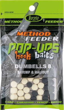LORPIO DUMBELLS pływający Shrimp & Halibut 8x10mm 15g  - Przyneta Method Feeder POP-UPS