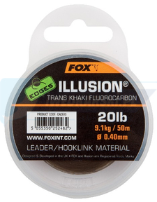 FOX Edges Illusion Flurocarbon Leader x 50m 0.50mm / 30lb / 13.64kg - trans khaki
